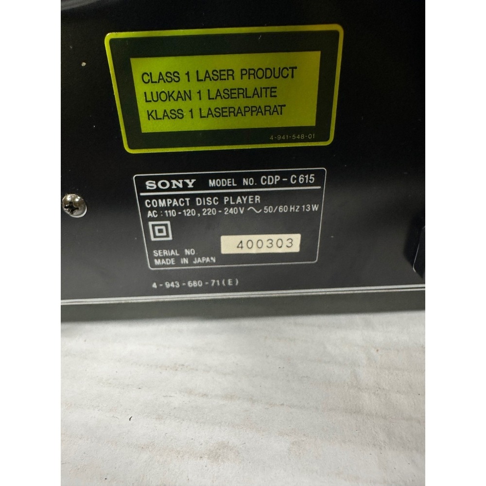 Sony CDP-C615 5-Disc Carousel Player Changer with Remote DSP Japan PARTS ONLY - Picture 2 of 11